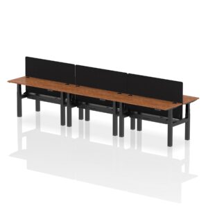 Air Back-to-Back Slimline Height Adjustable Bench Desk - 6 Person with Black Straight Screen - Image 31