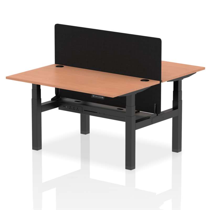Air Back-to-Back Height Adjustable Bench Desk - 2 Person with Black Straight Screen - Image 19