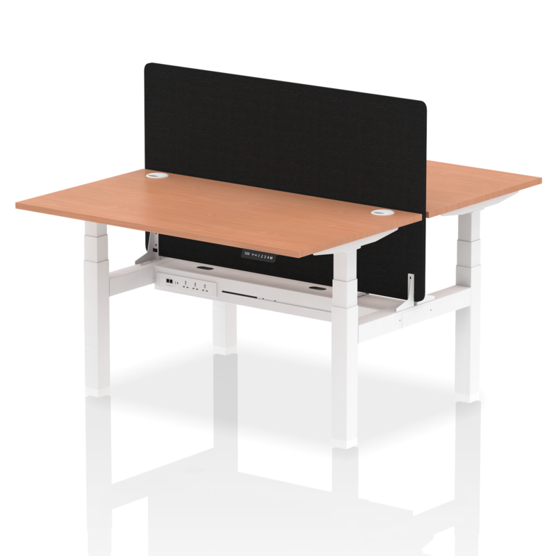 Air Back-to-Back Height Adjustable Bench Desk - 2 Person with Black Straight Screen - Image 21