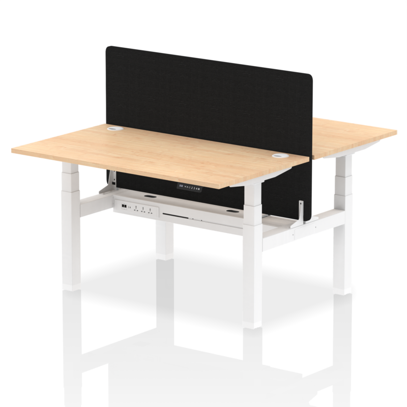 Air Back-to-Back Height Adjustable Bench Desk - 2 Person with Black Straight Screen - Image 27