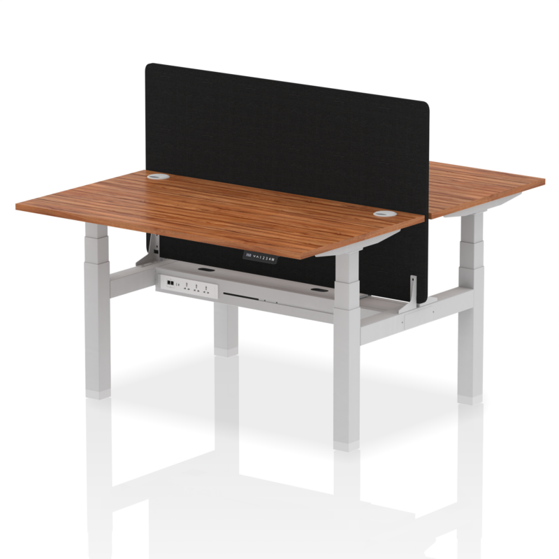 Air Back-to-Back Height Adjustable Bench Desk - 2 Person with Black Straight Screen - Image 32