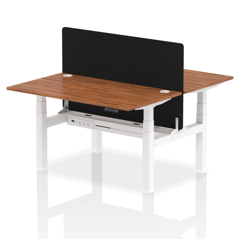 Air Back-to-Back Height Adjustable Bench Desk - 2 Person with Black Straight Screen - Image 33