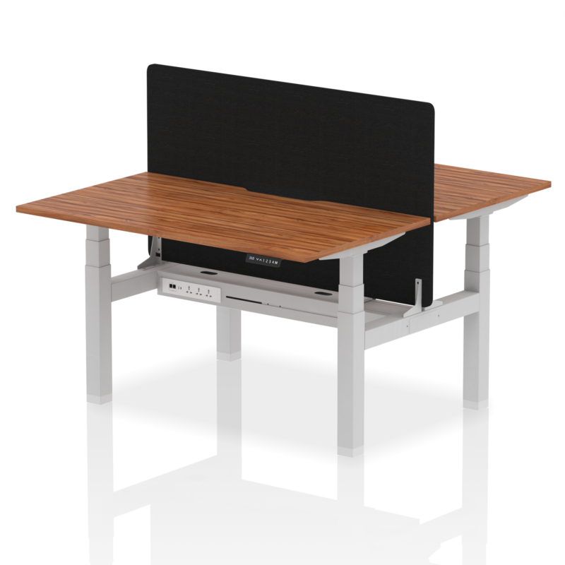 Air Back-to-Back Scalloped Edge Height Adjustable Bench Desk - 2 Person with Black Straight Screen - Image 32