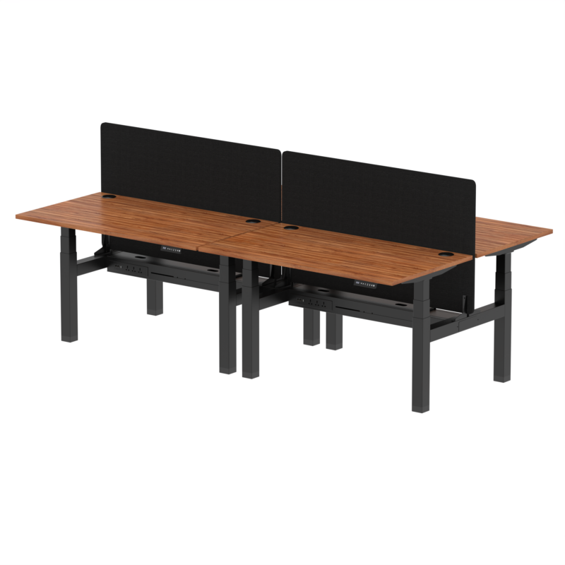 Air Back-to-Back Height Adjustable Bench Desk - 4 Person with Black Straight Screen - Image 31