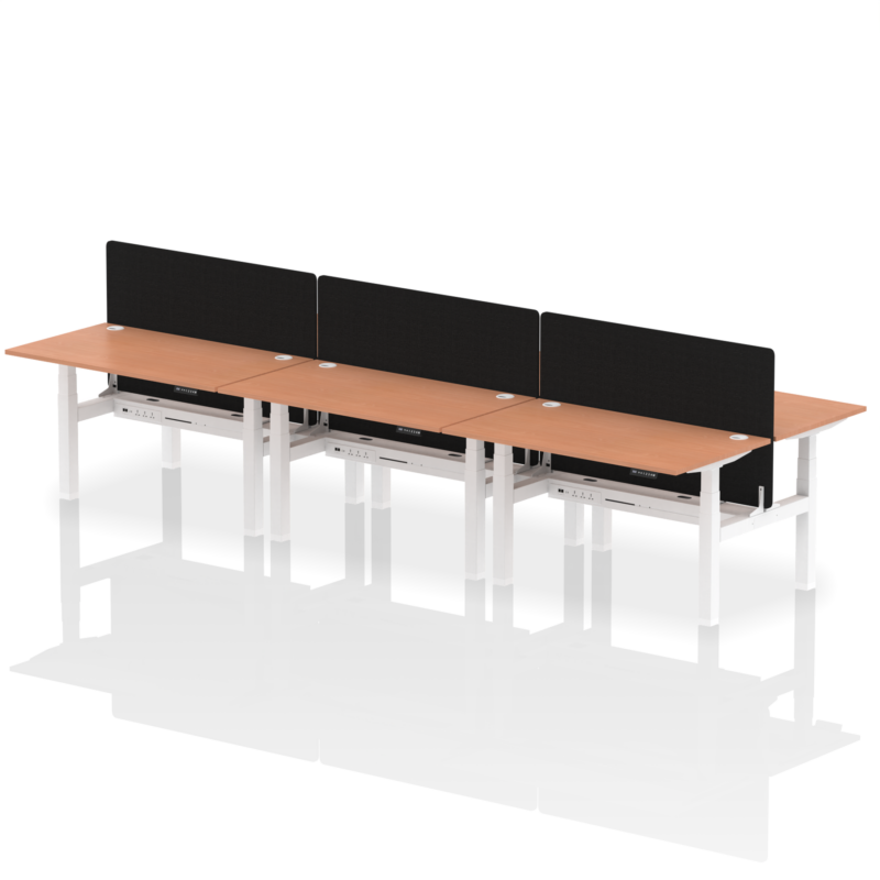Air Back-to-Back Height Adjustable Bench Desk - 6 Person with Black Straight Screen - Image 21