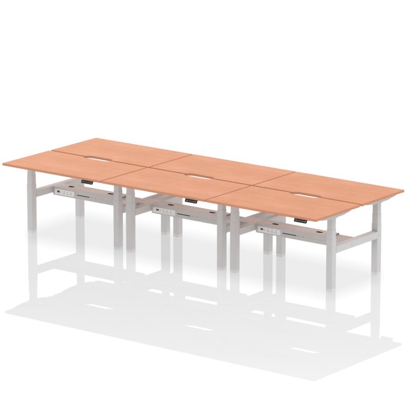 Air Back-to-Back Scalloped Edge Height Adjustable Bench Desk - 6 Person - Image 20