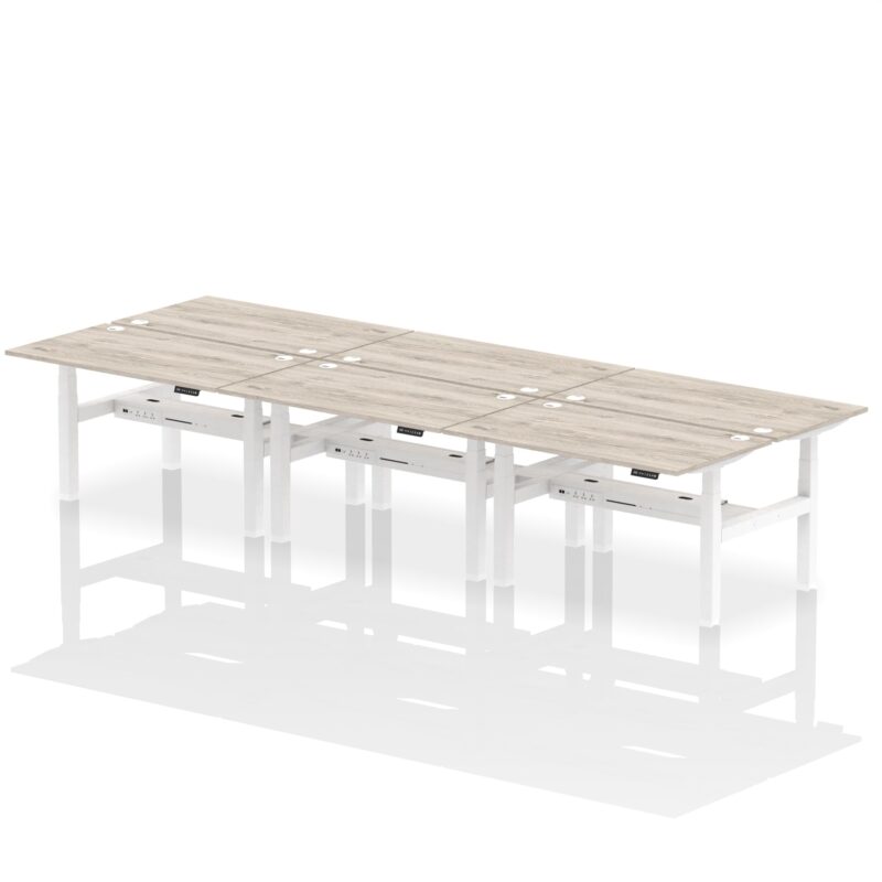 Air Back-to-Back Height Adjustable Bench Desk - 6 Person - Image 24