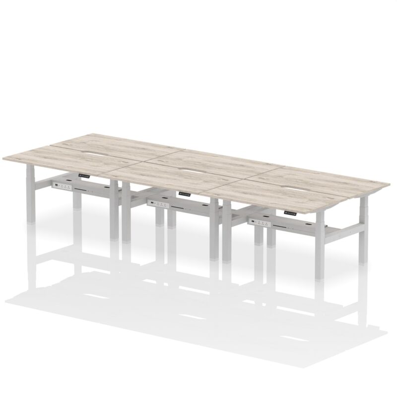 Air Back-to-Back Scalloped Edge Height Adjustable Bench Desk - 6 Person - Image 23