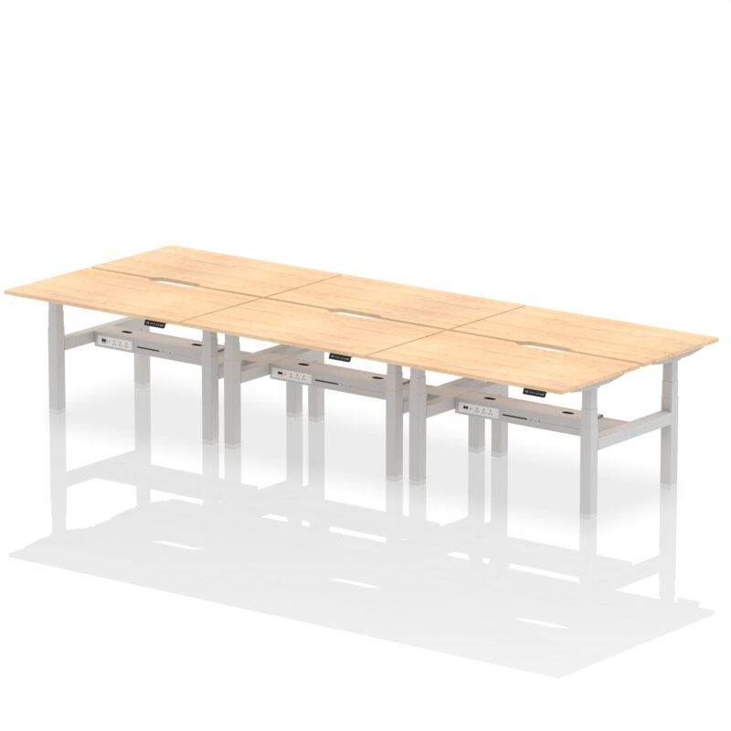 Air Back-to-Back Scalloped Edge Height Adjustable Bench Desk - 6 Person - Image 26