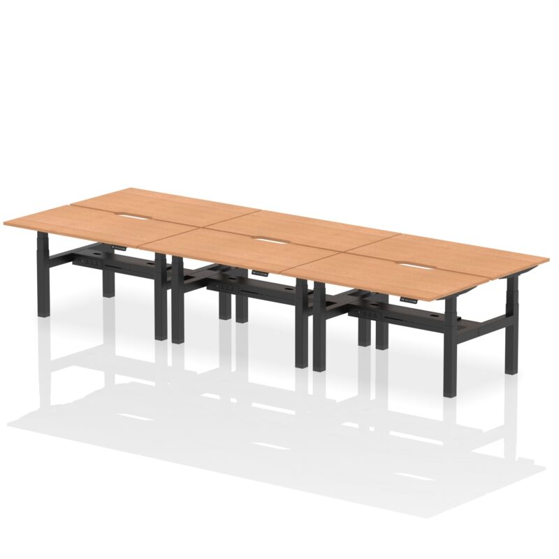 Air Back-to-Back Scalloped Edge Height Adjustable Bench Desk - 6 Person - Image 28
