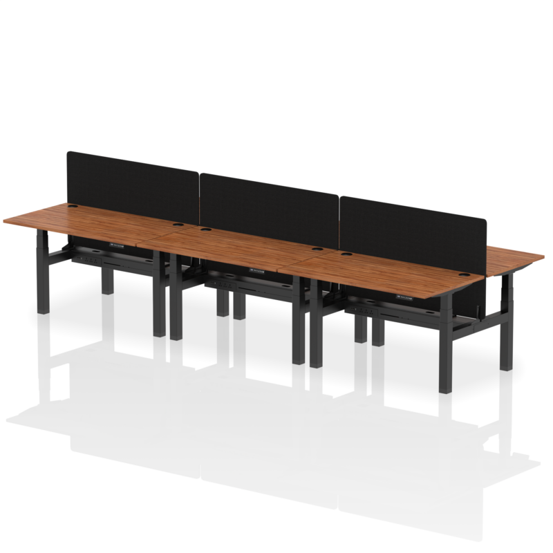 Air Back-to-Back Height Adjustable Bench Desk - 6 Person with Black Straight Screen - Image 31