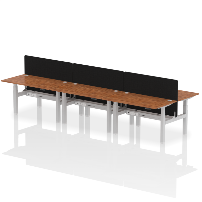 Air Back-to-Back Height Adjustable Bench Desk - 6 Person with Black Straight Screen - Image 32