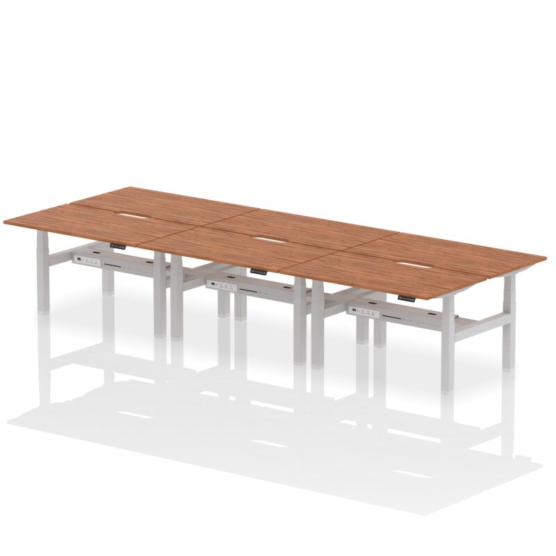 Air Back-to-Back Scalloped Edge Height Adjustable Bench Desk - 6 Person - Image 32
