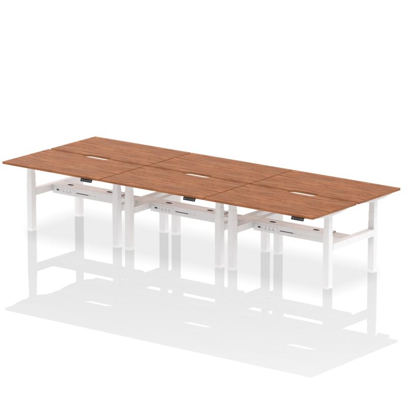 Air Back-to-Back Scalloped Edge Height Adjustable Bench Desk - 6 Person - Image 33