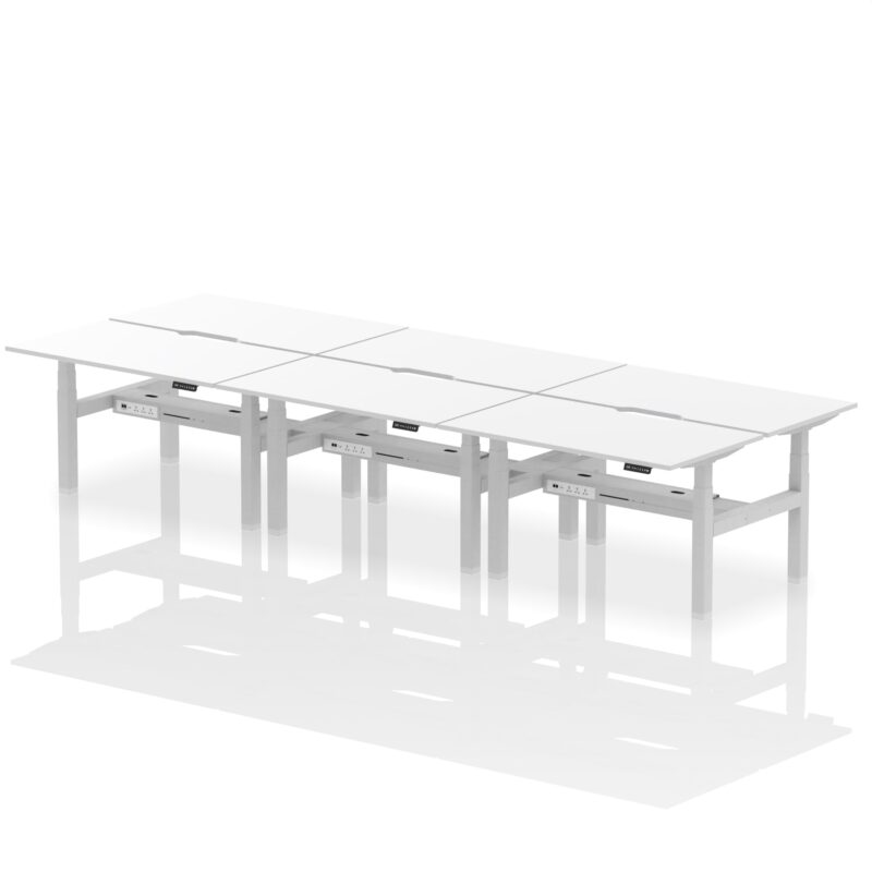 Air Back-to-Back Scalloped Edge Height Adjustable Bench Desk - 6 Person - Image 35