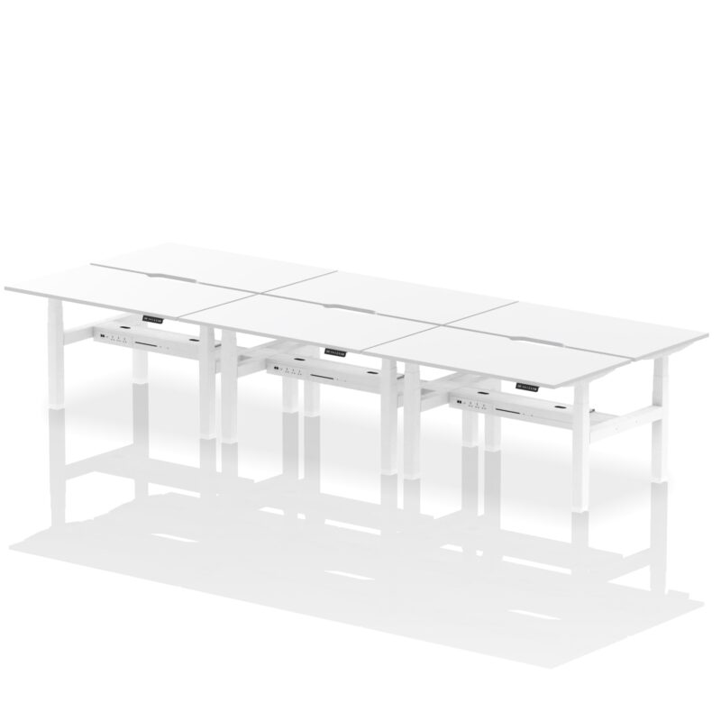 Air Back-to-Back Scalloped Edge Height Adjustable Bench Desk - 6 Person - Image 36