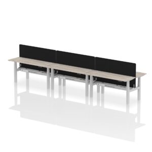 Air Back-to-Back Slimline Height Adjustable Bench Desk - 6 Person with Black Straight Screen - Image 41