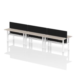 Air Back-to-Back Slimline Height Adjustable Bench Desk - 6 Person with Black Straight Screen - Image 42