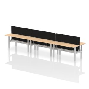 Air Back-to-Back Slimline Height Adjustable Bench Desk - 6 Person with Black Straight Screen - Image 44