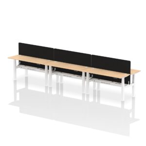 Air Back-to-Back Slimline Height Adjustable Bench Desk - 6 Person with Black Straight Screen - Image 45