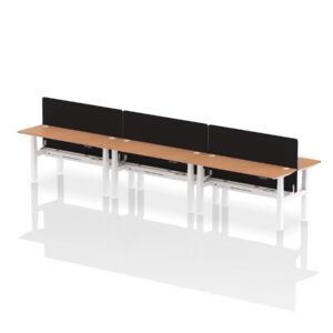 Air Back-to-Back Slimline Height Adjustable Bench Desk - 6 Person with Black Straight Screen - Image 48