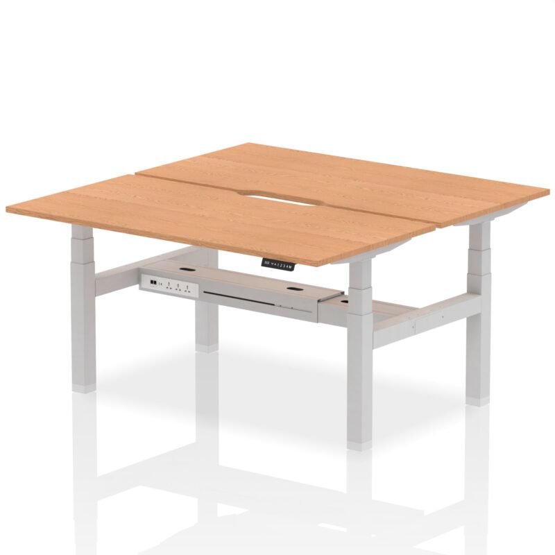 Air Back-to-Back Scalloped Edge Height Adjustable Bench Desk - 2 Person - Image 47