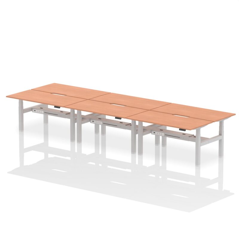 Air Back-to-Back Scalloped Edge Height Adjustable Bench Desk - 6 Person - Image 38