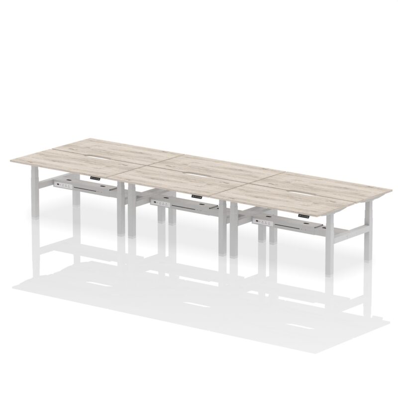Air Back-to-Back Scalloped Edge Height Adjustable Bench Desk - 6 Person - Image 41