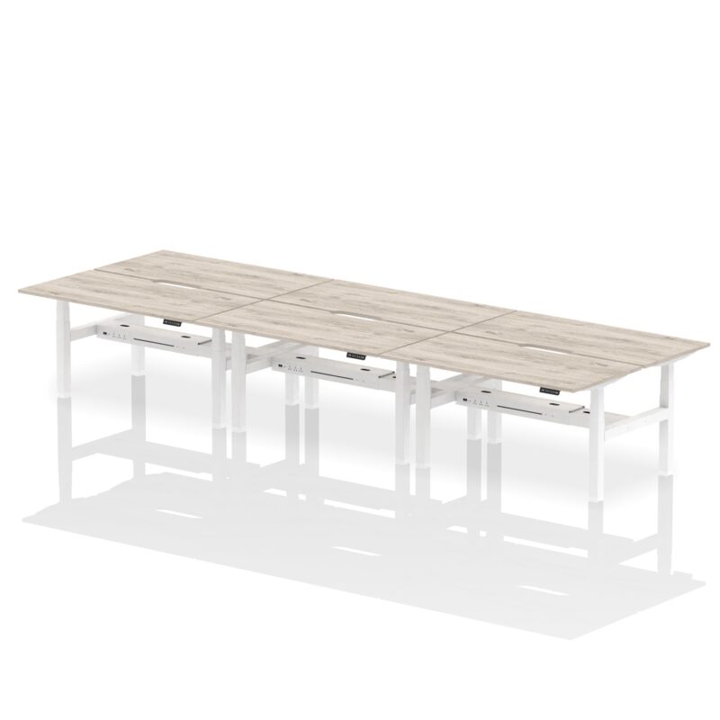 Air Back-to-Back Scalloped Edge Height Adjustable Bench Desk - 6 Person - Image 42