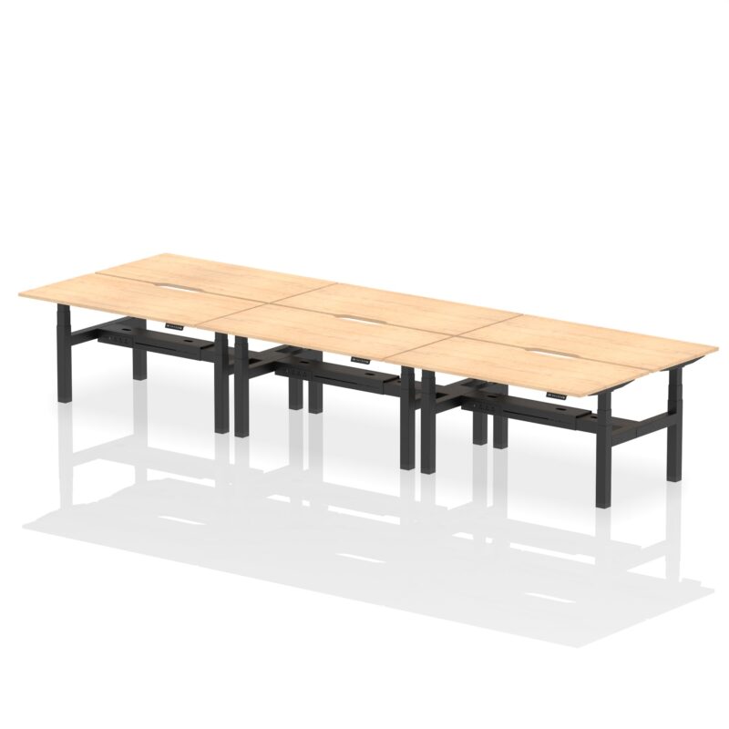 Air Back-to-Back Scalloped Edge Height Adjustable Bench Desk - 6 Person - Image 43