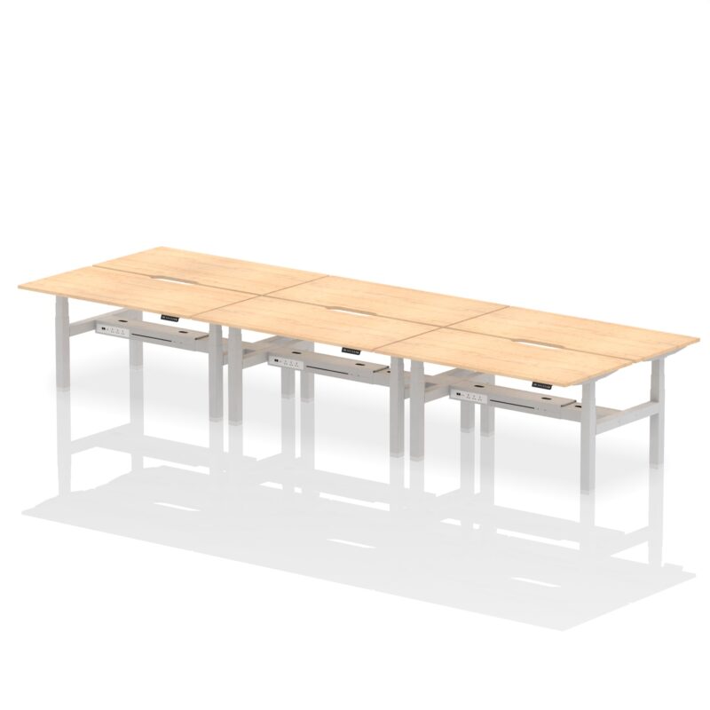 Air Back-to-Back Scalloped Edge Height Adjustable Bench Desk - 6 Person - Image 44