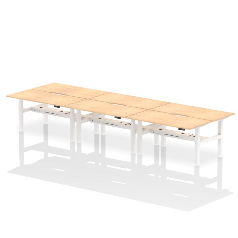 Air Back-to-Back Scalloped Edge Height Adjustable Bench Desk - 6 Person - Image 45