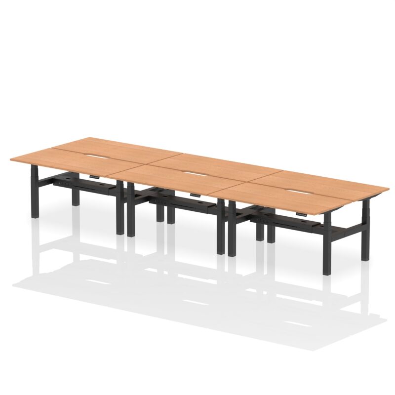 Air Back-to-Back Scalloped Edge Height Adjustable Bench Desk - 6 Person - Image 46