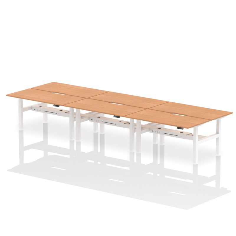 Air Back-to-Back Scalloped Edge Height Adjustable Bench Desk - 6 Person - Image 48