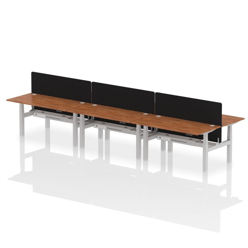 Air Back-to-Back Height Adjustable Bench Desk - 6 Person with Black Straight Screen - Image 50