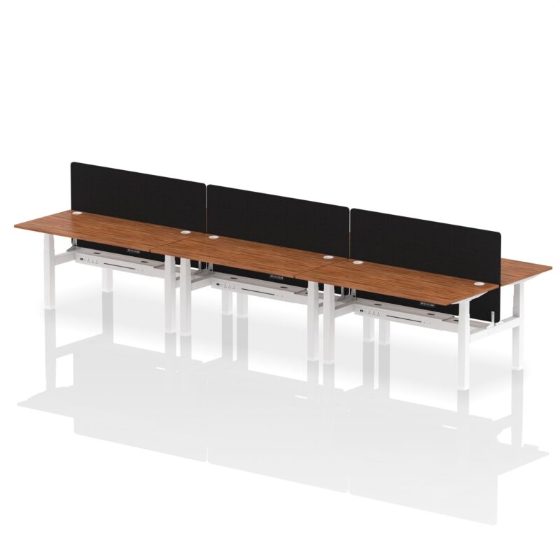 Air Back-to-Back Height Adjustable Bench Desk - 6 Person with Black Straight Screen - Image 51