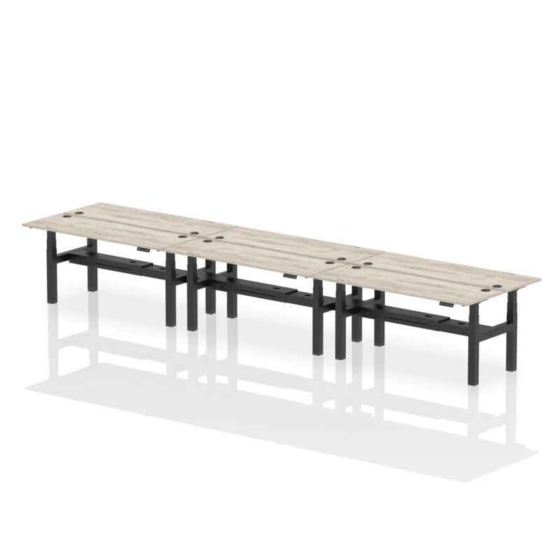 Air Back-to-Back Slimline Height Adjustable Bench Desk - 6 Person - Image 53