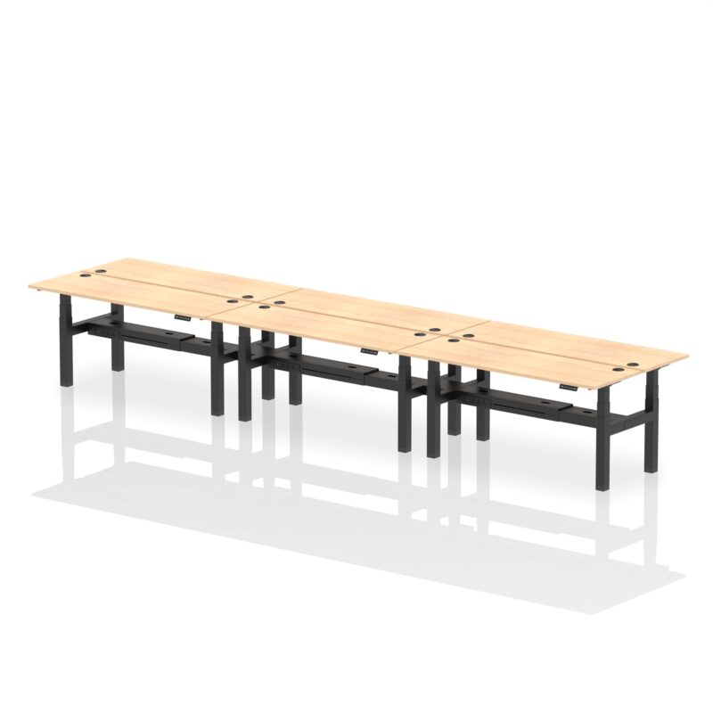 Air Back-to-Back Slimline Height Adjustable Bench Desk - 6 Person - Image 56