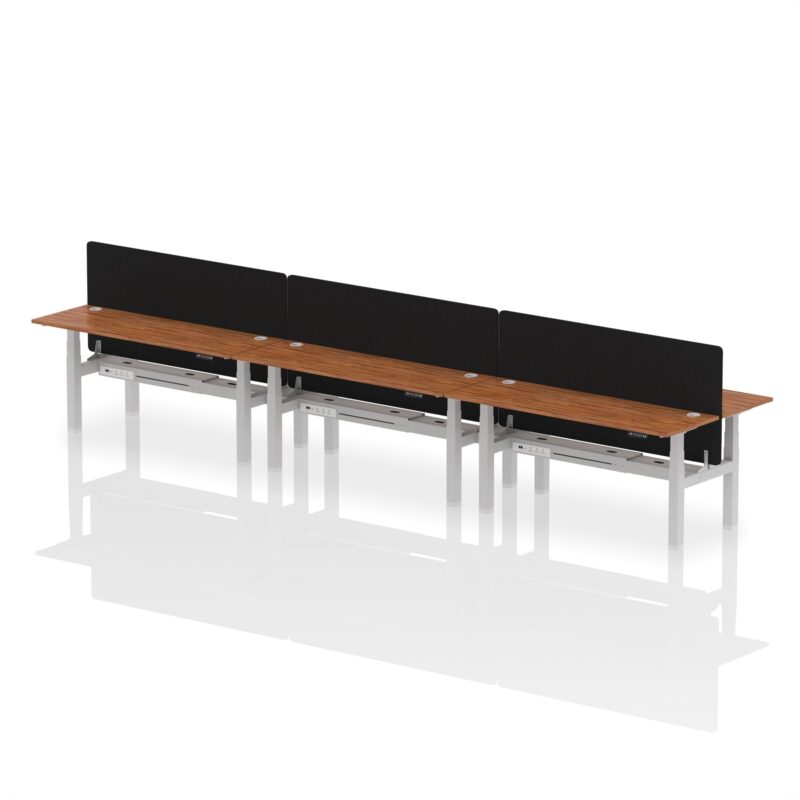 Air Back-to-Back Slimline Height Adjustable Bench Desk - 6 Person with Black Straight Screen - Image 68