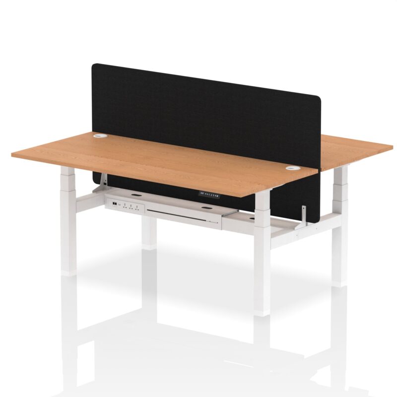 Air Back-to-Back Height Adjustable Bench Desk - 2 Person with Black Straight Screen - Image 66