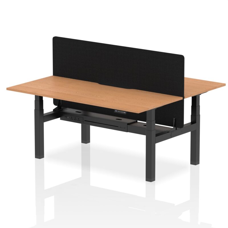 Air Back-to-Back Scalloped Edge Height Adjustable Bench Desk - 2 Person with Black Straight Screen - Image 63