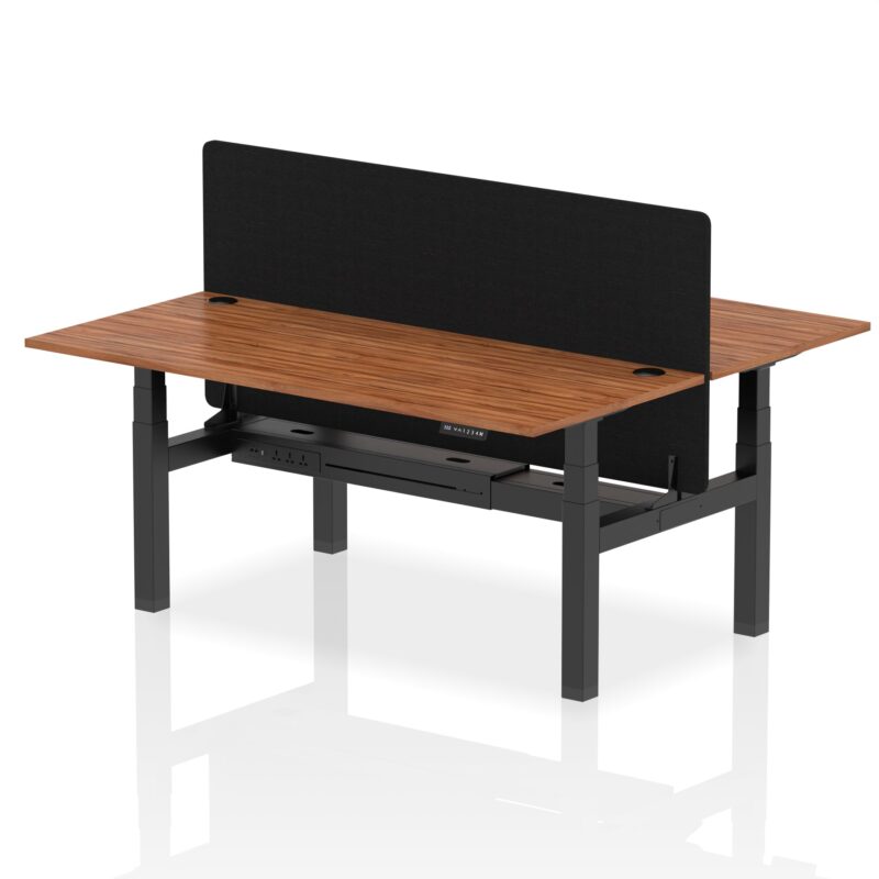Air Back-to-Back Height Adjustable Bench Desk - 2 Person with Black Straight Screen - Image 67