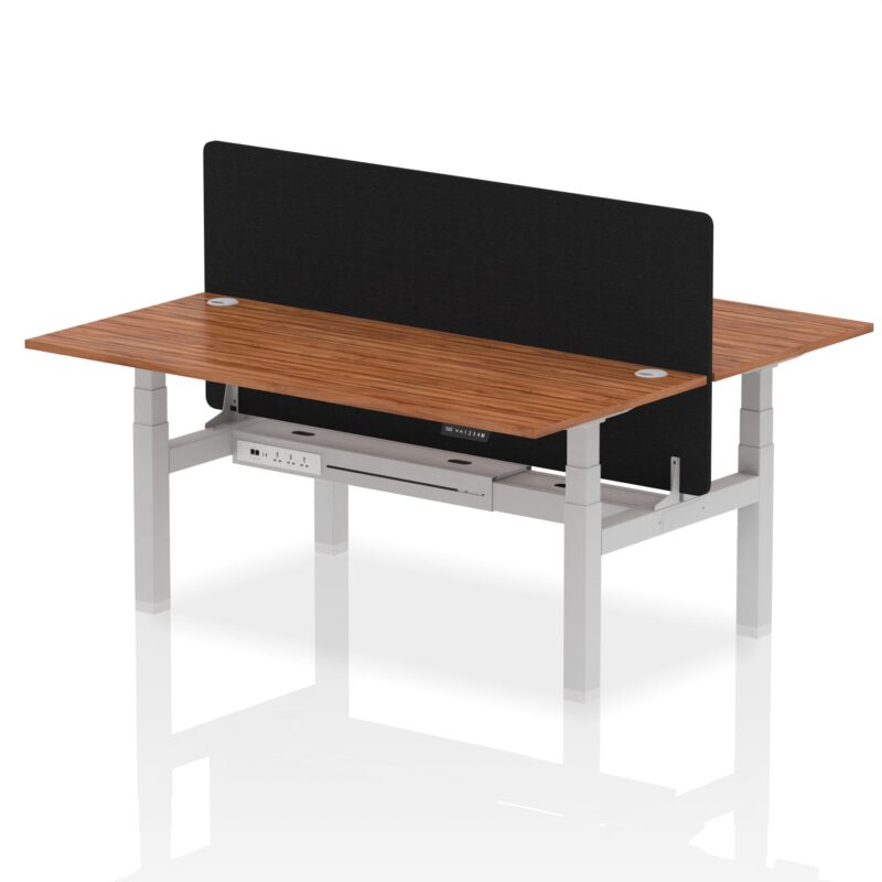 Air Back-to-Back Height Adjustable Bench Desk - 2 Person with Black Straight Screen - Image 68