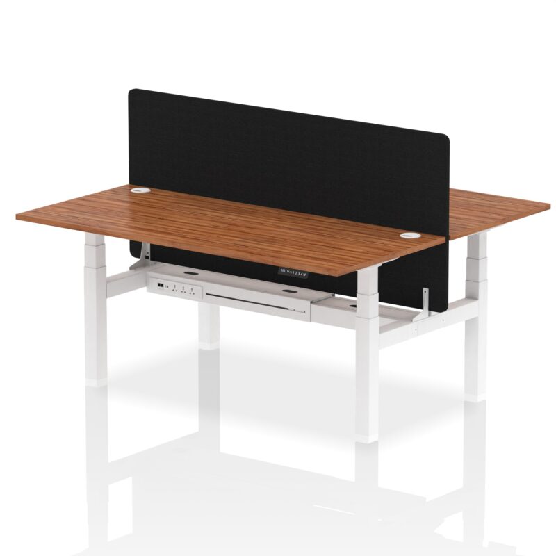 Air Back-to-Back Height Adjustable Bench Desk - 2 Person with Black Straight Screen - Image 69