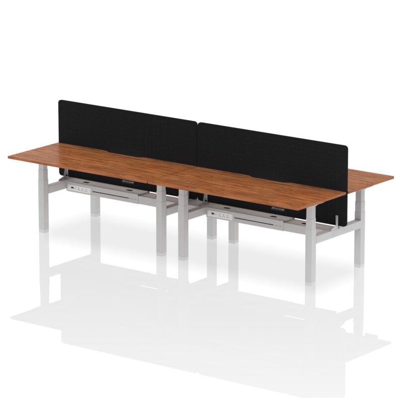 Air Back-to-Back Scalloped Edge Height Adjustable Bench Desk - 4 Person with Black Straight Screen - Image 68