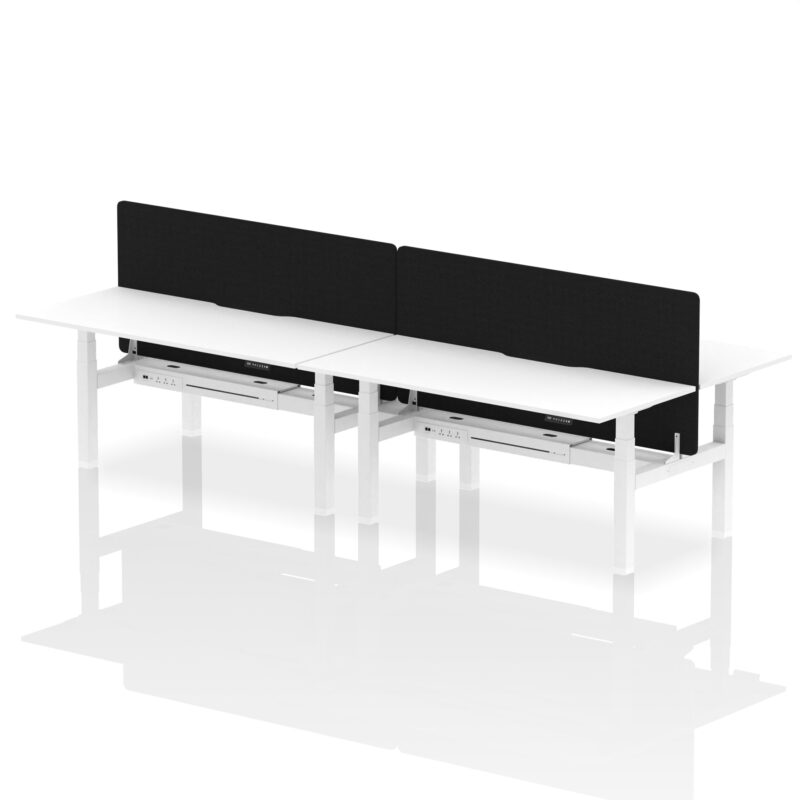 Air Back-to-Back Scalloped Edge Height Adjustable Bench Desk - 4 Person with Black Straight Screen - Image 72