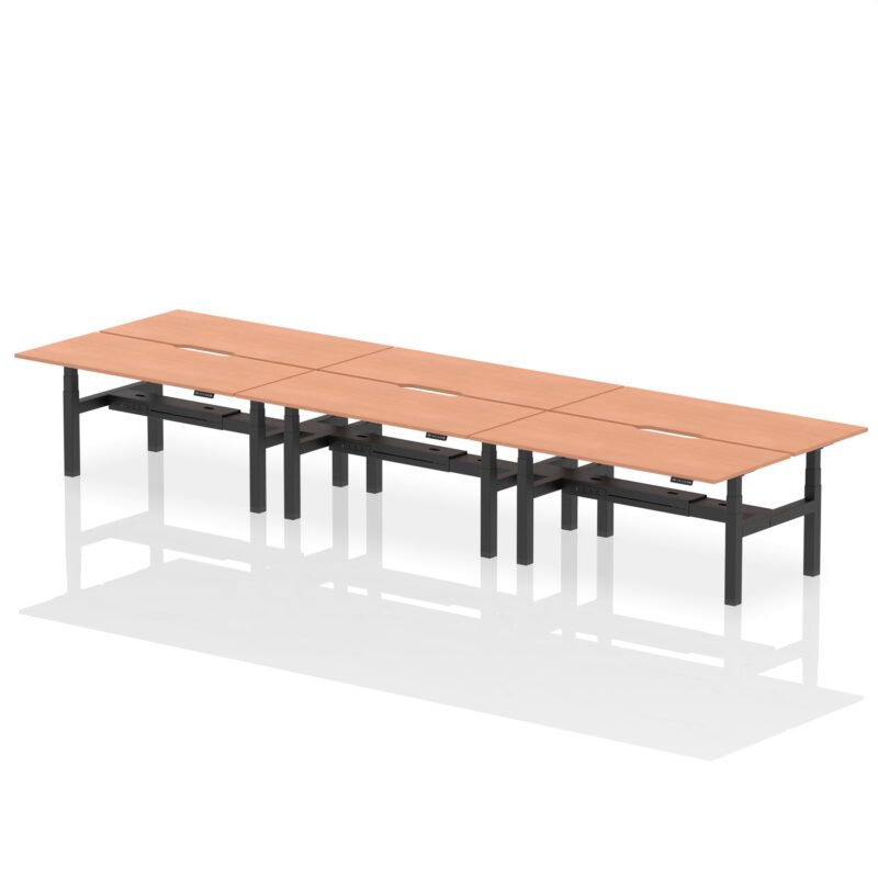 Air Back-to-Back Scalloped Edge Height Adjustable Bench Desk - 6 Person - Image 55