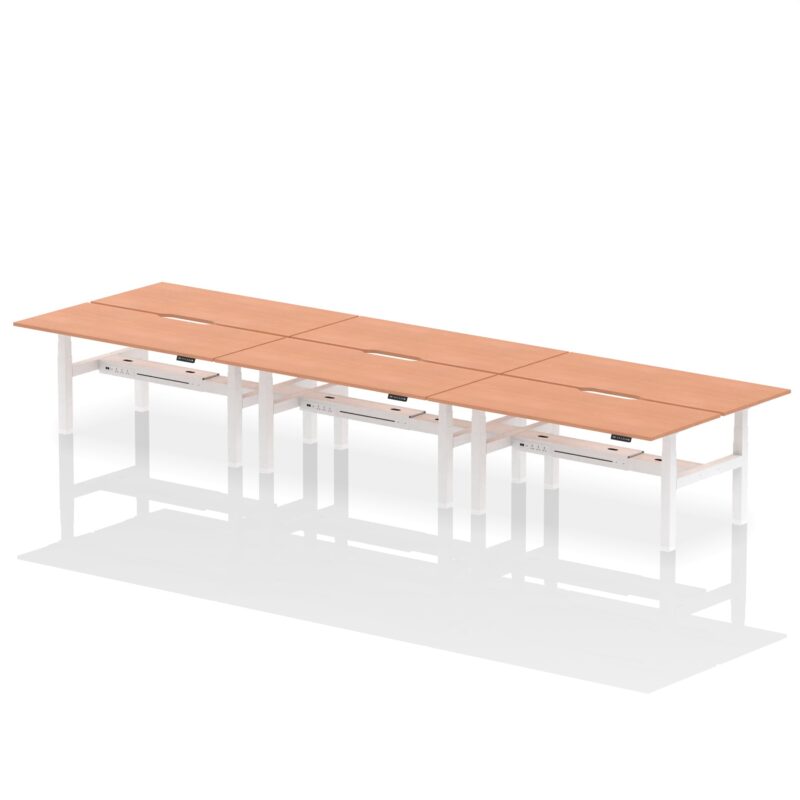 Air Back-to-Back Scalloped Edge Height Adjustable Bench Desk - 6 Person - Image 57