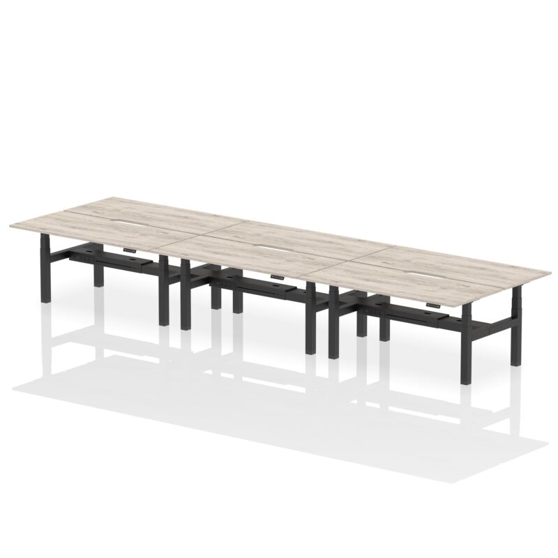 Air Back-to-Back Scalloped Edge Height Adjustable Bench Desk - 6 Person - Image 58