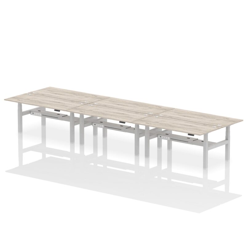 Air Back-to-Back Scalloped Edge Height Adjustable Bench Desk - 6 Person - Image 59